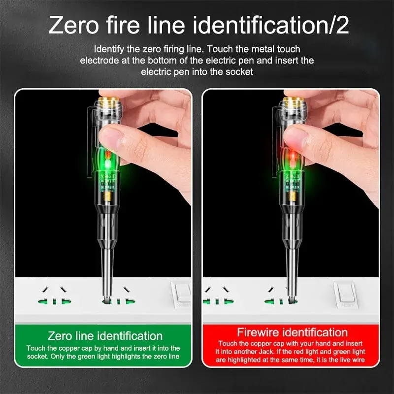 Electric Tester Pen Double Light Sensor Beep Alarm Broken Zero Fire Wire Detection