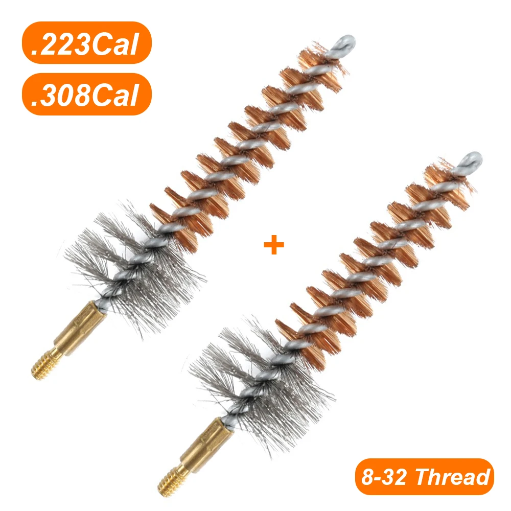 

2Pcs Gun Cleaning Brush .223cal/.308cal Pistol Rifle Gun Cleaning Kit Barrel Bronze Chamber Brush Gun Cleaning Tool 8-32 Thread