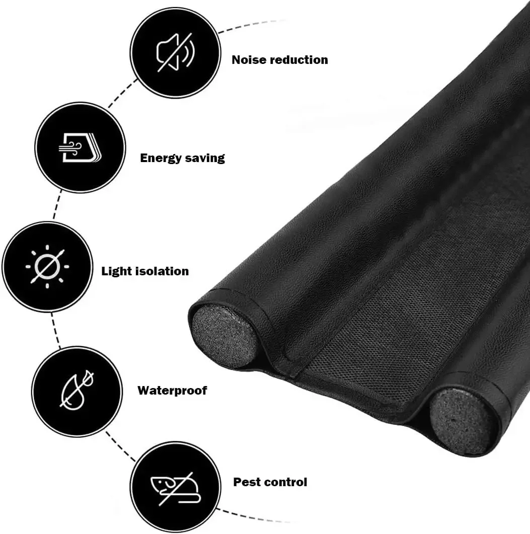 

Leather Door Seam Seal Strip, Windproof Warm in Winter, Soundproof Dustproof Bilateral Door Bottom Seal, DIY Protector Doorstop