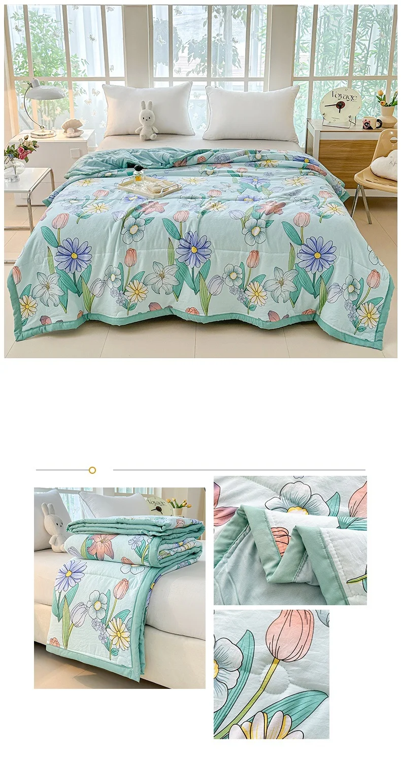 1pc Printed Thin Duvet Simple Style Quilts for Summer Soft Bedspread Adults Kids Room Comforter edredones (No Pillowcase)