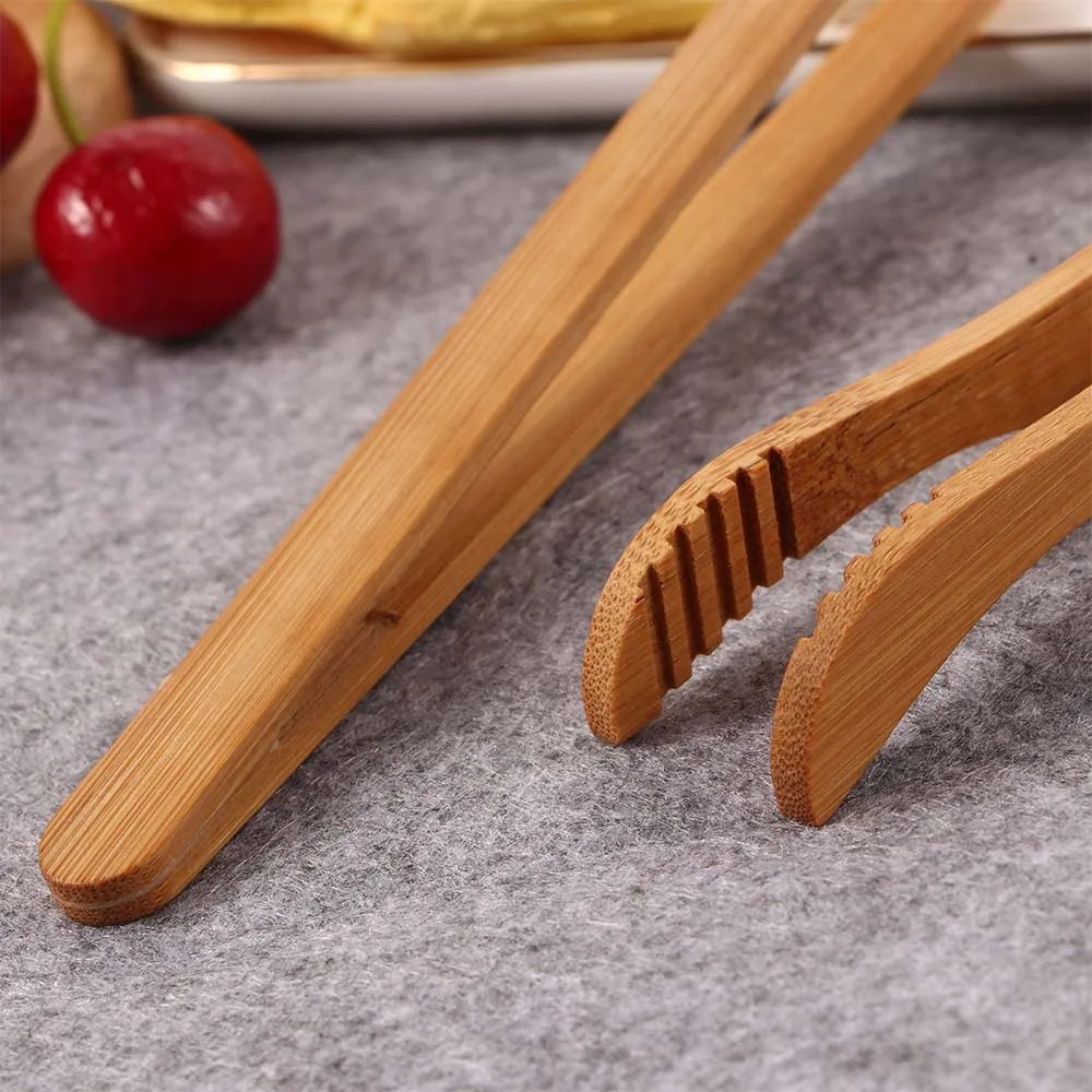 Description Picture 2 of item1/2/4Pcs Bamboo Food Tongs Reusable Wood Toaster Tongs Mini Straight Bend Tea Clip Bread Fruits Clamp Kitchen Teaware