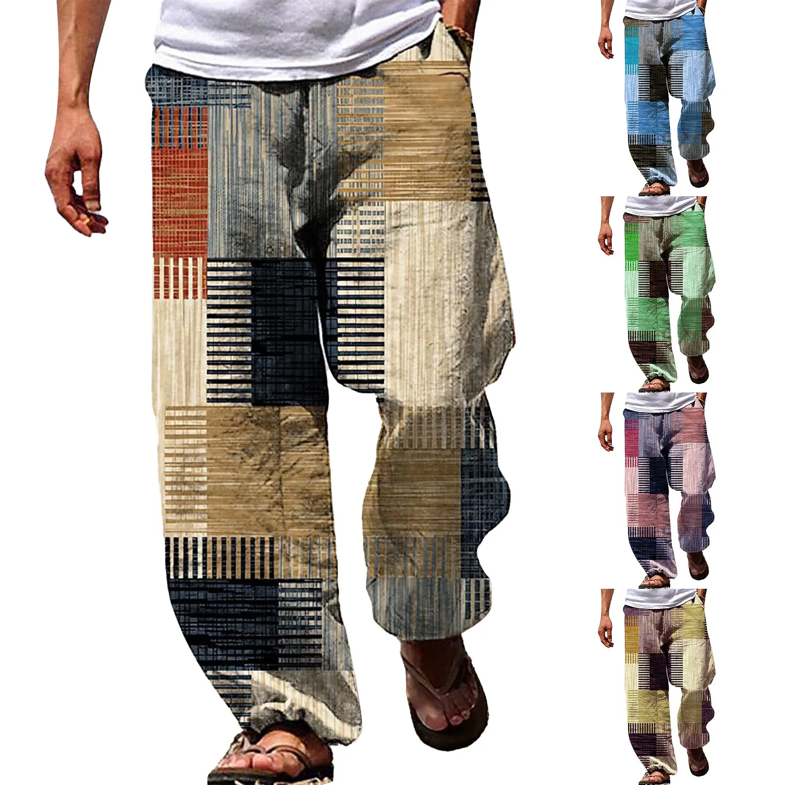 Men's Trousers Summer Pants Beach High Waist Open Back Pocket Jumpsuit Cargo Pants for Men Relaxed Fit Size 13 Thrill Sweatpants