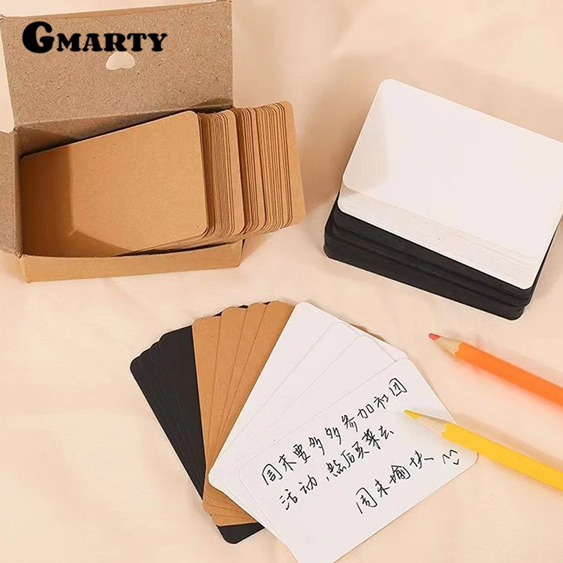 

100pcs Retro Double-sided Blank Kraft Paper Word Card Message Card Sketch Graffiti DIY Postcard Gift Greeting Invitation Card