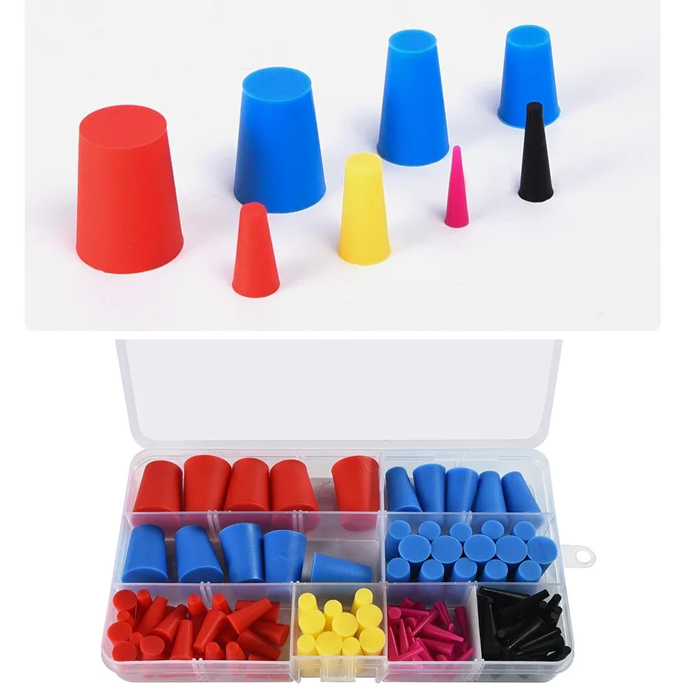 Kit 50 Tappi Conici In Gel Di Silicone – Resistenti Al Calore Da -20°C A 280°C, Per Fori, Verniciatura E Rivestimento, 5 Colori E 11 Modelli