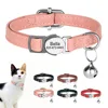 PU Leather Personalized Cat Collar Quick-Release Cats Collars Necklace Free Engraved Pet ID Name Collars Adjustable for Cats 1