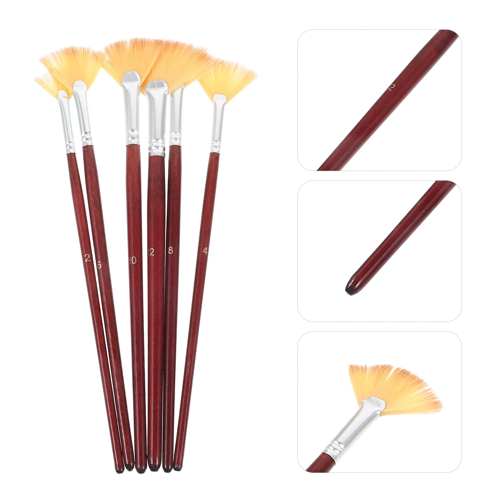 

6 Pcs Fan Brush Set Watercolor Brushes Wear-resistant Paint Supply Ergonomic Nylon Multi-function
