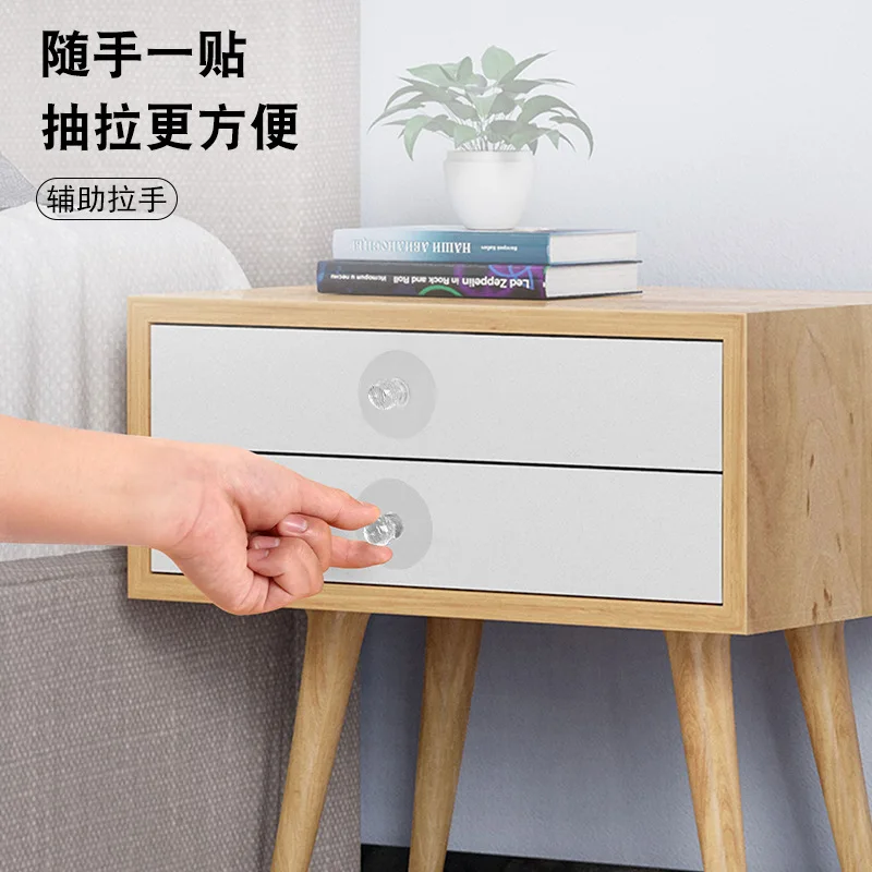 Round Transparent Auxiliary Knobs Suction Cup Handle Window Sliding Door Self-adhesive Wardrobe Pulls 2Pcs per Pack door handles plastic suction cup handle