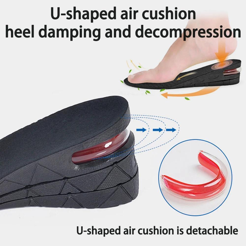 Men Women 3-9cm Height Increase Shoe Insole Breathable Variable Height Insert Absorbant Foot Pads Adjustable Cut Shoe Cushion