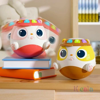 Baby Cartoon Hand Drum Tumbler Dog Musical Drum Toy with Music and Light Developmental Baby Toys Perfect Gifts Birthday