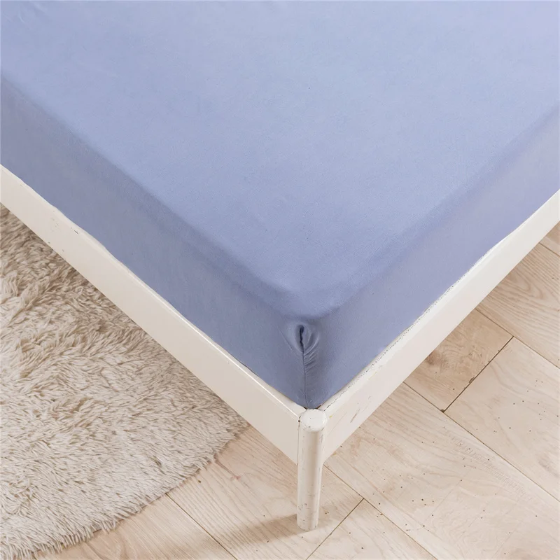 Soft Skin-friendly Fitted Sheet Set Solid Color Single Double Bed Sheet and Pillowcases Elastic Band Bedsheet Mattress Cover 3