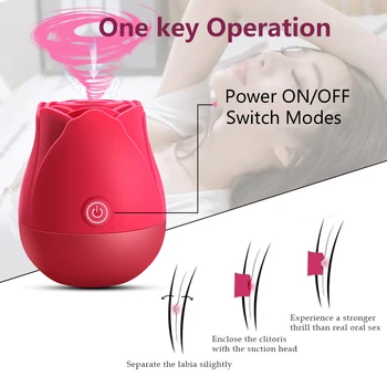 Hot Rose Shape Clit Sucking Vibrator Sex Toys for Women Vagina Nipple Oral Sexy Product Female Masturbation Clitoris Climax 2