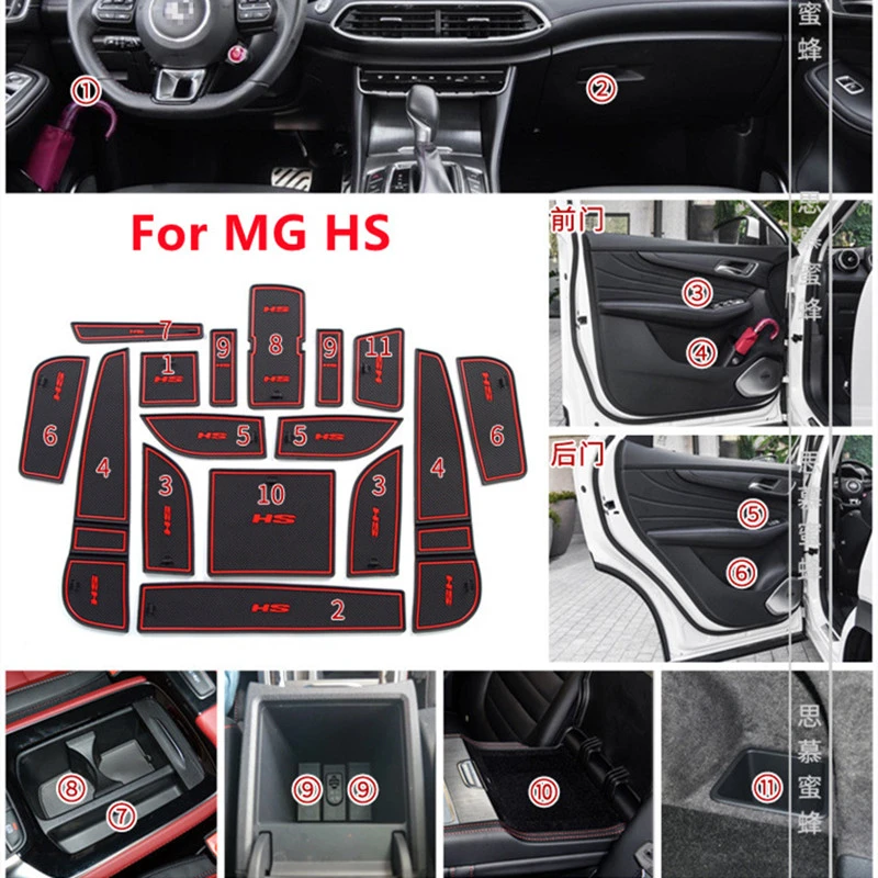 Antislip Gate Slot Cup Pad Fit For Mg Hs Car Door Groove Mat Cup