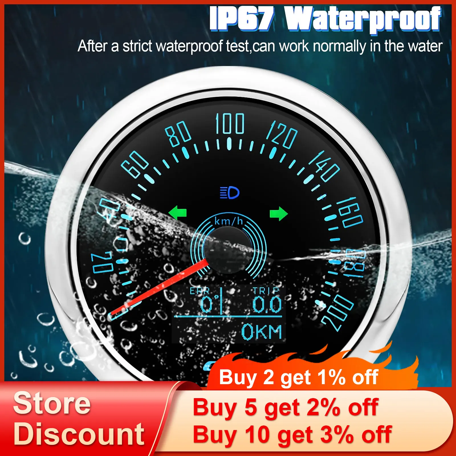 85mm GPS Speedometer Speed Meter Speed Gauges With Antenna For Motorcycle Yacht Boat Car Waterproof Odometer Trip ODO COG 9-32V 7 Colors