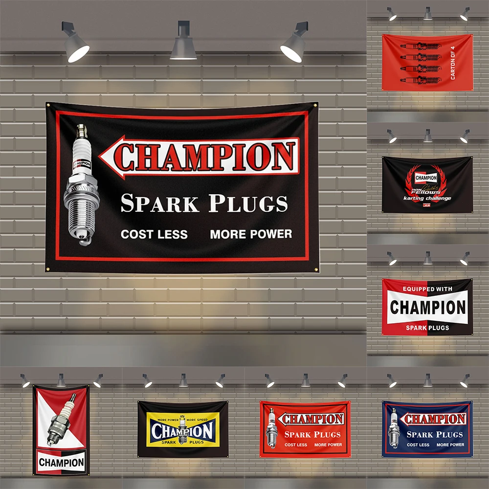 

3x5 Ft Champions Flag Polyester Printed Car Auto Parts Flags for Room Garage Decor