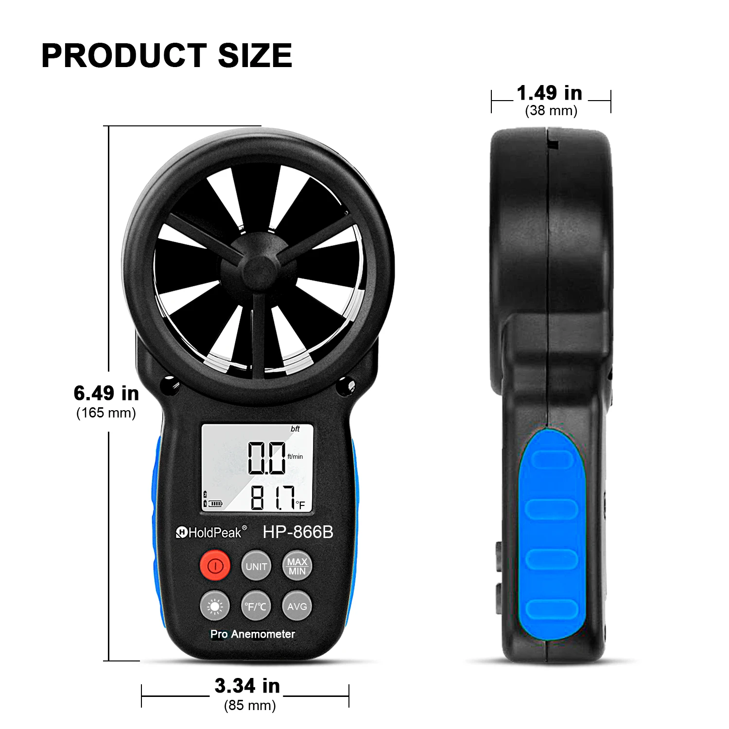 Digital Anemometer HoldPeak HP-866B-APP Wind Speed Wireless Bluetooth Connection Measuring Wind Speed Temperature