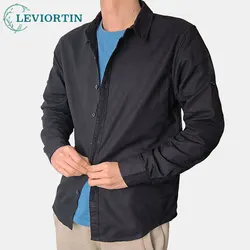 Comfortable Stylish Men's Long-Sleeve Cotton-Linen Shirt with Classic Collar Youthful Flaxen Design Tops