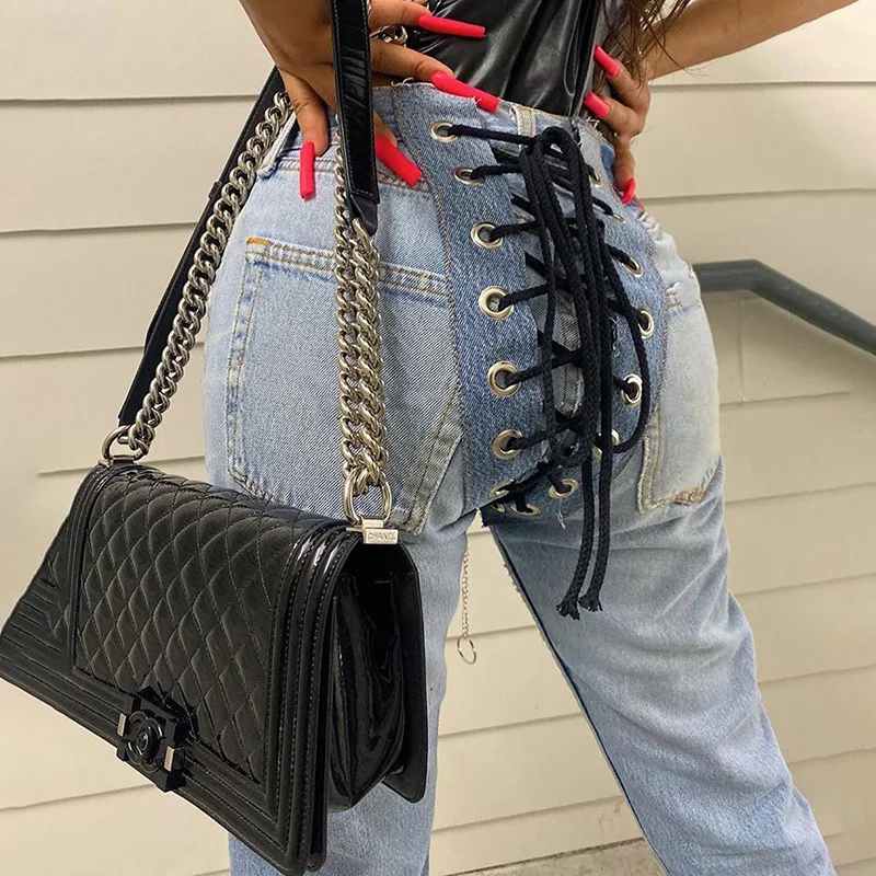 2024 Women Spring Autumn Sexy Blue Low Rise Straight Leg Jeans Vintage Casual Streetwear Bandage Back Lace Up Denim Pencil Pants autumn fashion 2021 women sexy bandage skinny pencil jeans vintage high waist lace up stretch bodycon denim pants long trousers