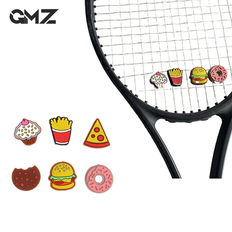 

1Pc Silcone Shock Absorber Hamburger Pizza Cookie Donut Tennis Racket Vibration Damper Shock Absorber Tennis Racket Dampers