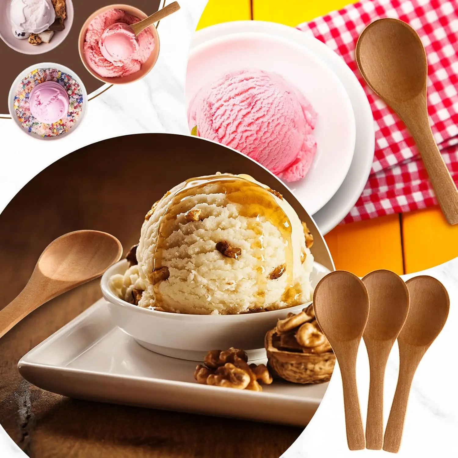 50-300PCS Small Wooden Spoons 3.5''L Mini Wood Spoons Nature Tiny Little Teaspoons for Honey Jars Creamer Party Favors