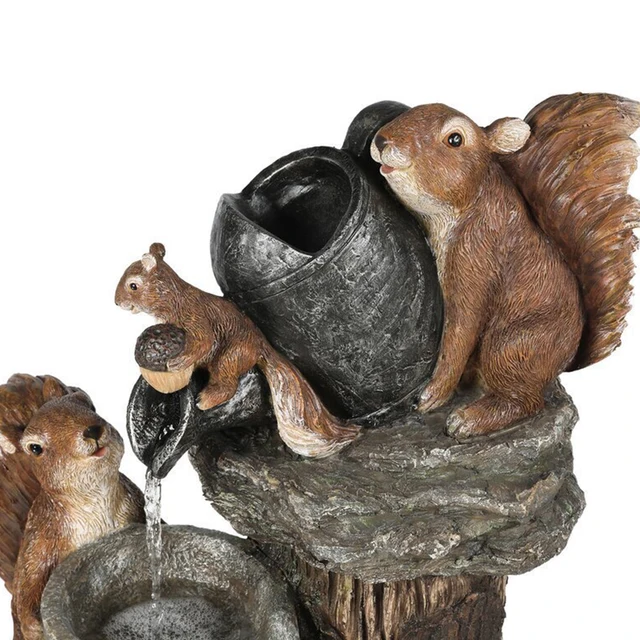 Napenergia -Szökőkút Kerti Szobrok Tájdekoráció Gyanta Mókus Szökőkút Vízesés Szobor Kertészeti Ajándékok A Courtyard Teraszhoz - Image 5