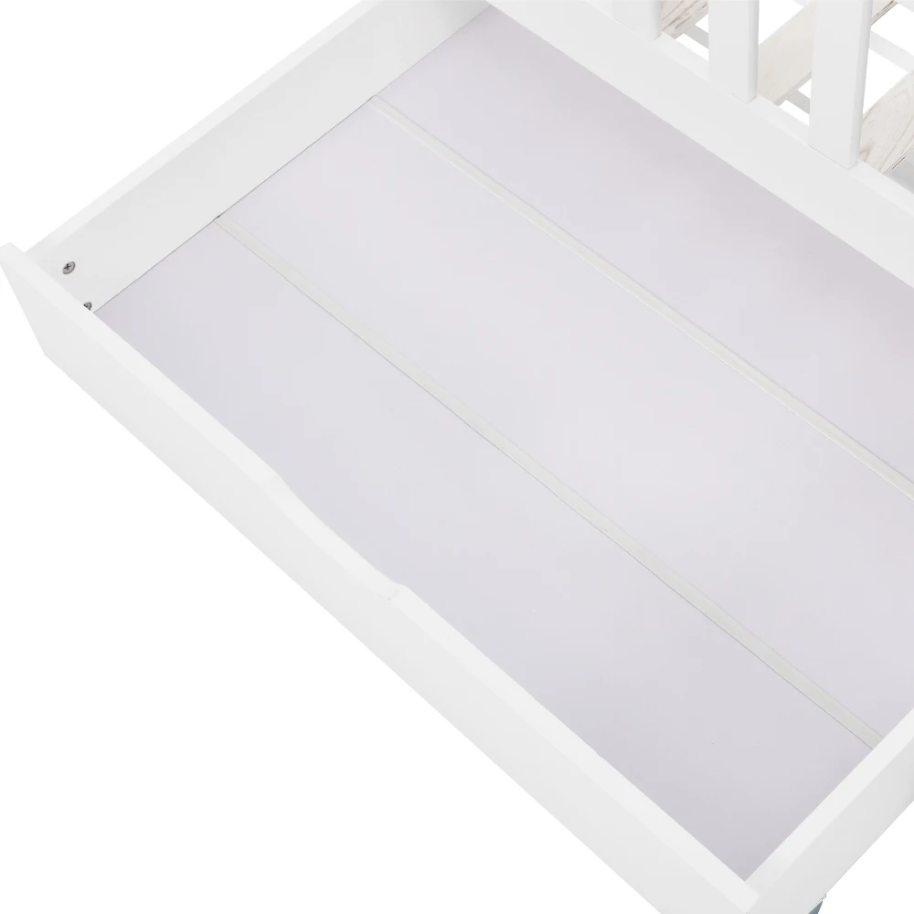 90x200cm modernes Kinder-Etagenbett, mit Mehrzweck-Bücherregal, Kinderbett mit Ablagefach und zwei großen Schubladen – Detail 14