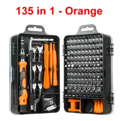 Effortless Ratchet Screwdriver Set with Magnetic Bits and Torx Tools (135in1-Orange)