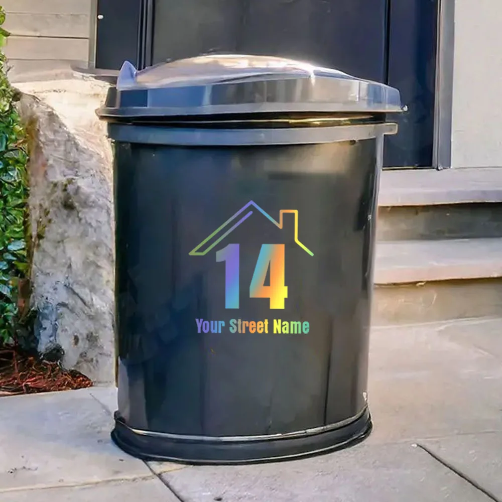 1pc Vinyl Minimalist Style Can Be Customised with Weatherproof Base Wheeled Bin Number and Bin Sticker with House Number and Str 5