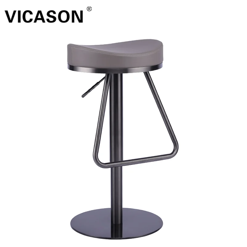 

Light Luxury Home Bars Kitchen Stainless Steel Microfiber Leather Adjustable Lift Adjustable Swivel Bar Stool