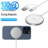 Magnetic Wireless Charger Pad 100W USB + Type C Chargers For Magsafe iPhone 16 15 14 13 12 Pro Max Fast Charging Dock Station