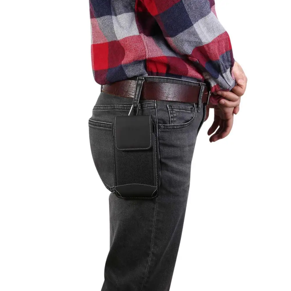 Universal Mobile Phone Pouch Holster with Belt Clip - Oxford Leather Waist Bag for 4.7-6.9 Inch Devices