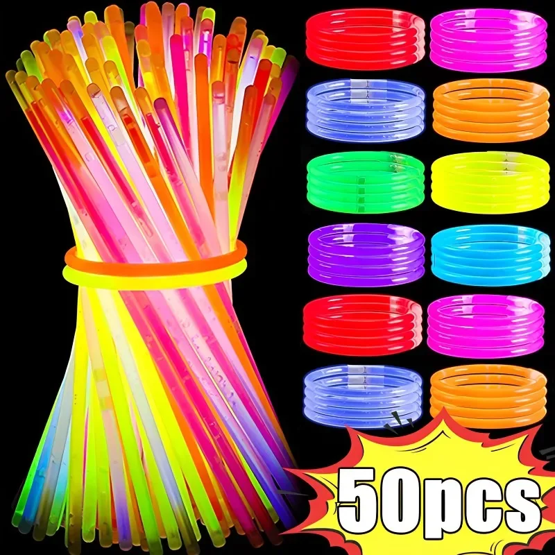 Bright Fluorescence Light Glow Sticks Bracelets Necklaces Neon for Wedding Concert Colorful Glow Stick Party Decoration Supplies