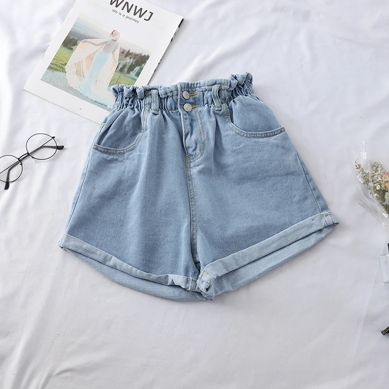 

All Match Sashes Casual Women Denim Shorts Crimping High Waist Slim Summer Jeans Shorts Feminino Chic Hot Ladies Bottom #06