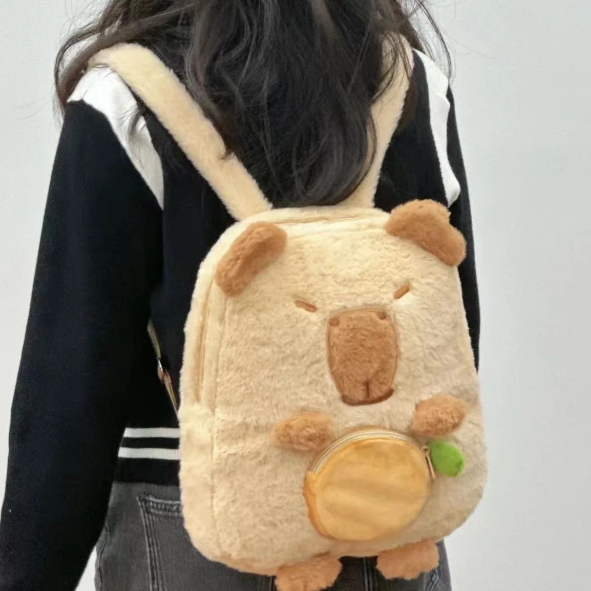 

Capybara Cute Cartoon Plush Backpack Kawaii Fluffy Stuffed Handbags Adorkable Plushie Double Shoulder Bag Lovely Holiday Gifts