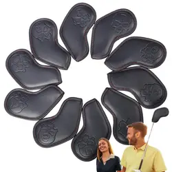 PU Golf Iron Headcover Golf Club Covers 10pcs Skull Pattern Protective Covers Thick Head Covers Sleeve Iron Wedge Head Covers