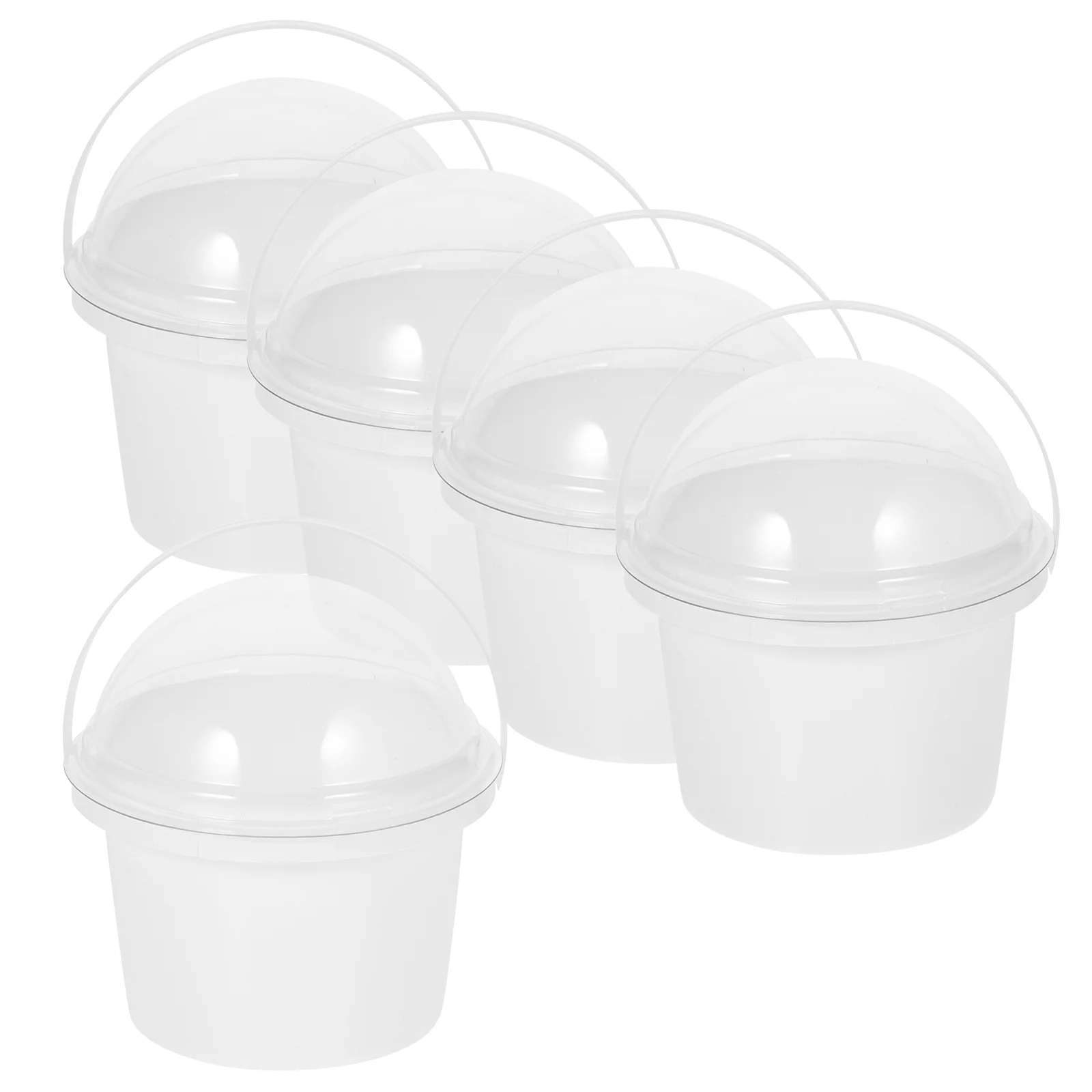 

5pcs Popcorn Bucket Food Bucket Ice Cream Bowl Snack Container with Dome Lid and Handle