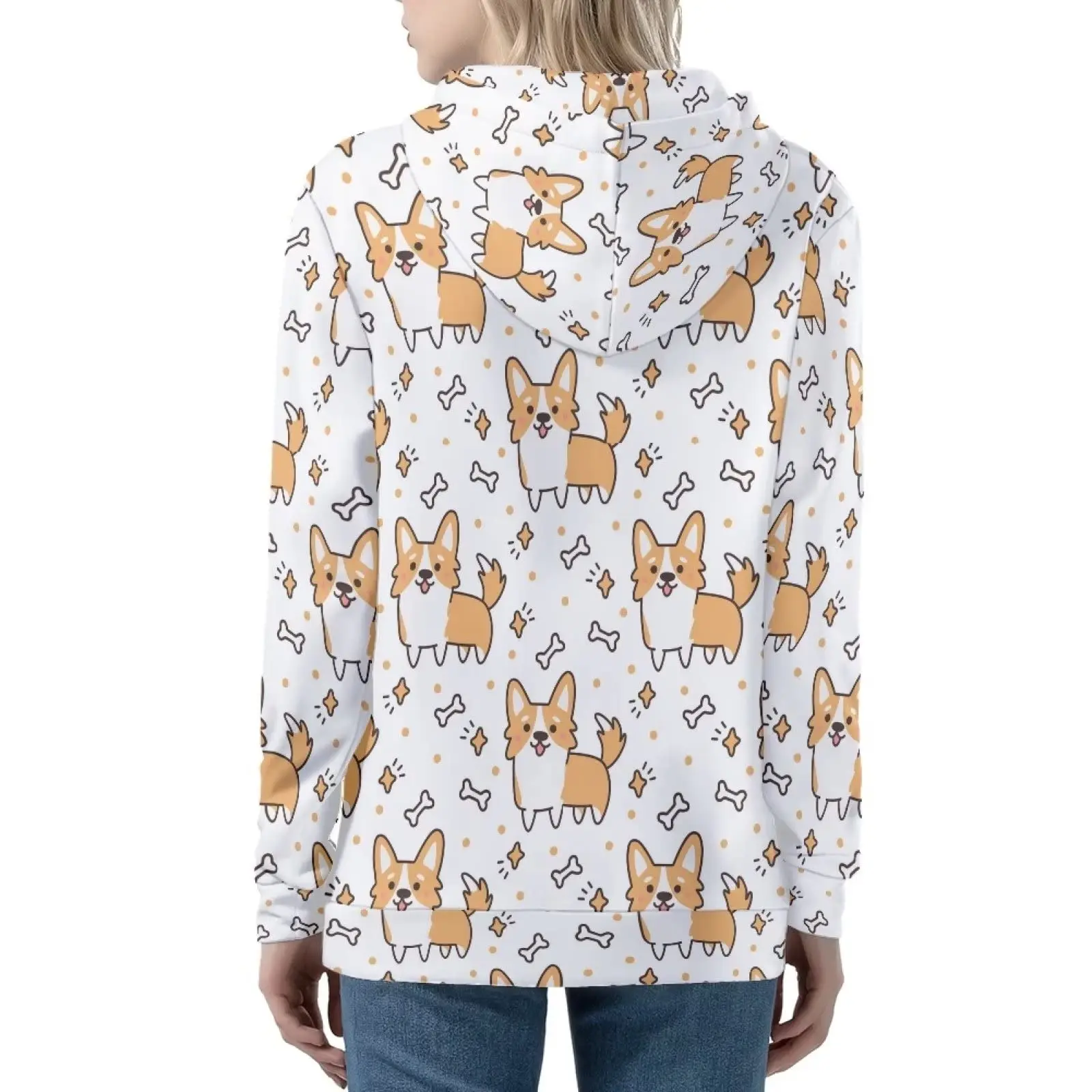 HX Funny Corgi Hoodies Cute Animal Dogs Zip Up Hoodie Pockets Coat Spring Autumn Sweatshirts Harajuku Men For Women Clothing