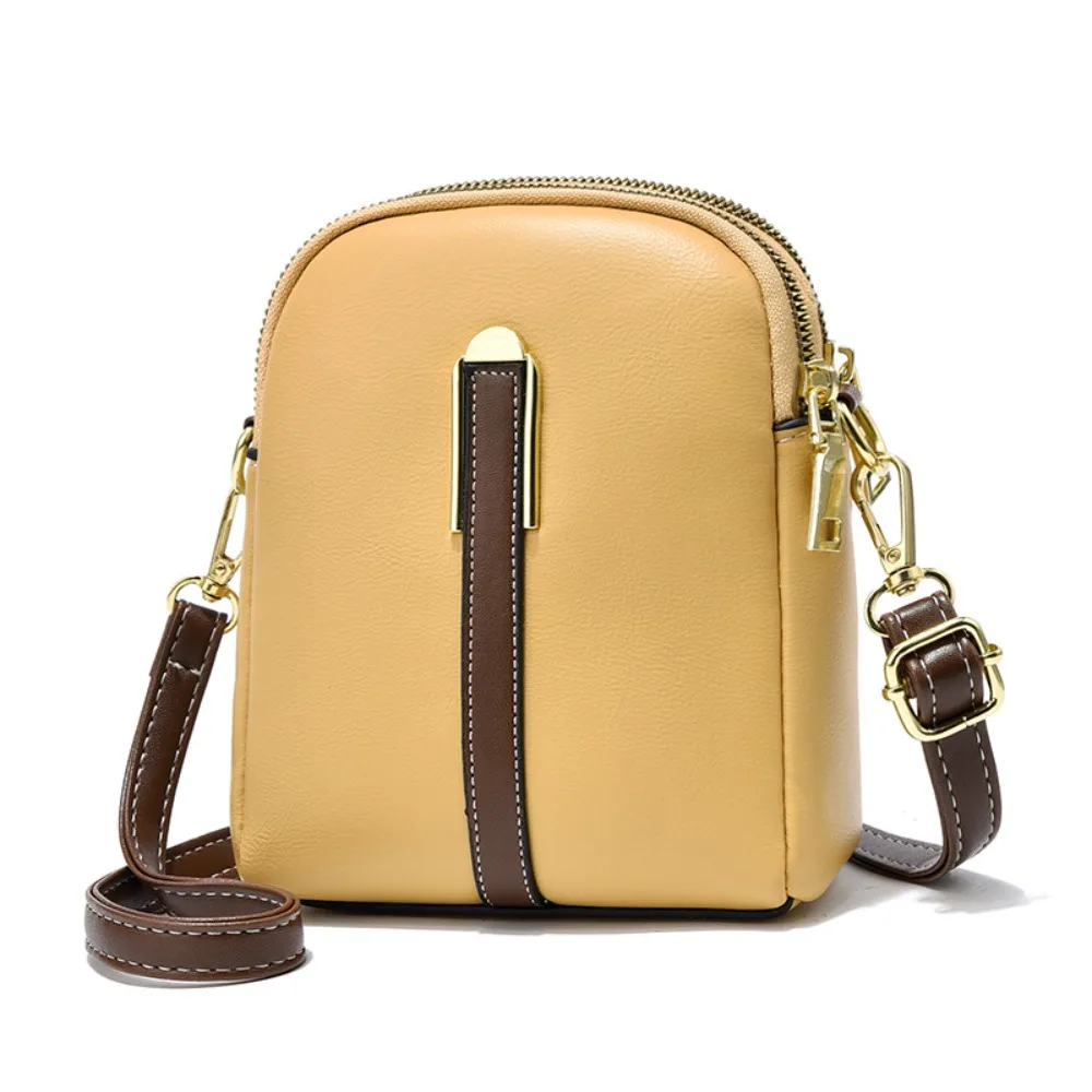 Women's Lightweight Mini Crossbody Phone Bag - Retro Lychee Grain Leather, Vertical Design, Adjustable Strap (7.1x5.9x2.8 In) - View #6