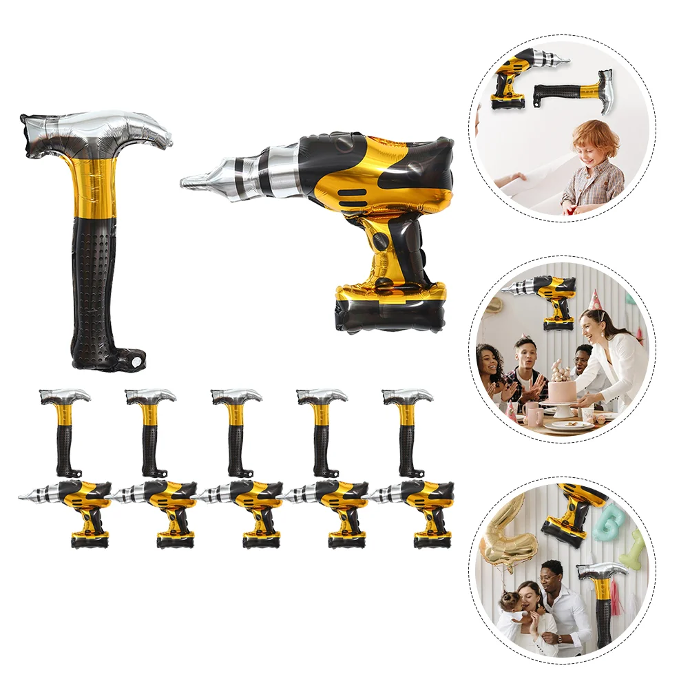 

Hammer Balloons Drill Balloon Inflatable Tools Electric Screwdriver Birthday Construction Party Decoration