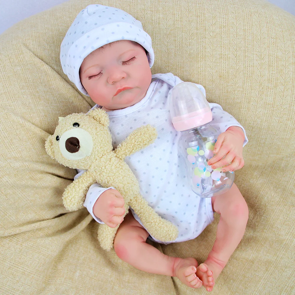 

17" Bebe Reborn Levi Baby Doll Full Body Silicone Vinyl Body Girl Art Doll 3D Skin Visible Veins Painting Can Bathe Toys Gift