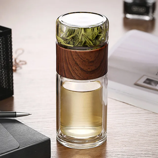 High Quality Double Glass Water Bottle With Case Tea Drink Bottle Infuser Tumbler Drinkware Waterbottle Eco-Friendly High Quality Double Glass Water Bottle With Case Tea Drink Bottle Infuser Tumbler Drinkware Waterbottle Eco-Friendly