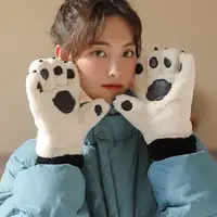 1 Pair Cute Bear Paw Gloves Super Soft Ultra-thick Wear Resistant Cold-proof Winter Warm Gloves For Women Winter Gloves 1