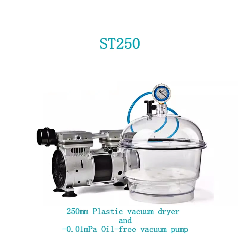 Plastic Vacuum Dryer 150 250mm With Cover Double Valve Pressure Gauge Transparent Moisture Proof Cylinder Vacuum Tank Container