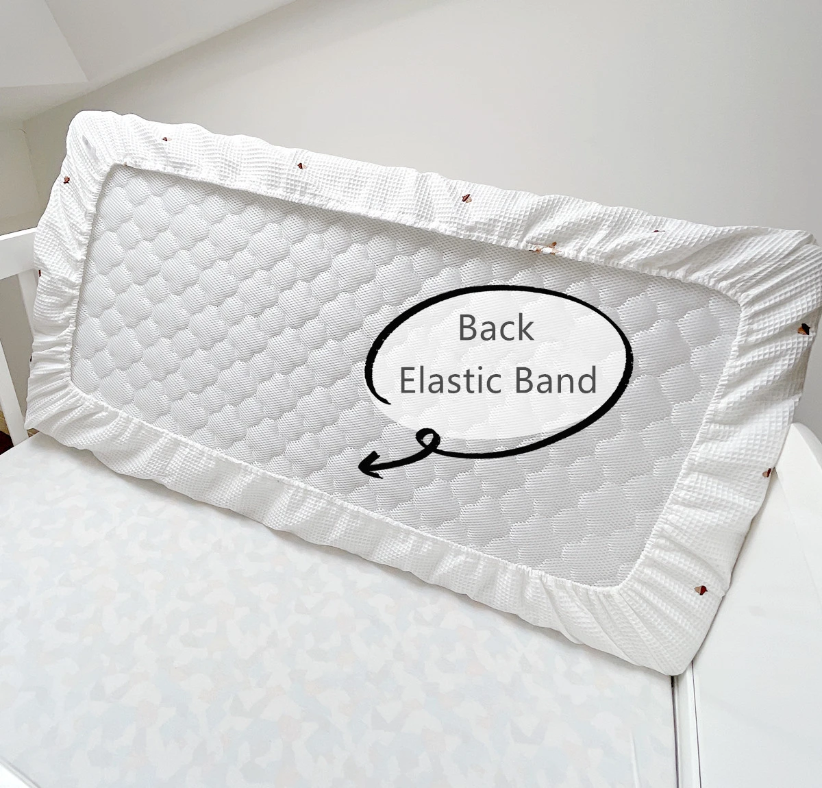 Baby Crib Waffle Weaved Fitted Sheets,Lovely Embroidered Cotton Portable Mini Crib Mattress Cover,White Bed Sheet For Kids