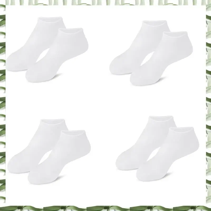 4 Pairs Full Foot Moisturizing Anti-Cracking Silicone Socks, Foot Protectors To Prevent Heel Dryness, Beach Socks,White Durable