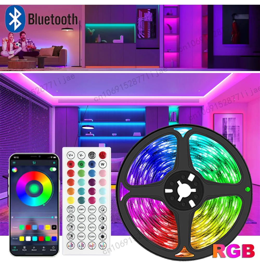 Bande Lumineuse LED pour Décoration de Chambre, 1-5m 10m 15m 20m 30m, 5050  RGB, Bluetooth, Télécommande 2023, Rétro-Éclairage TV