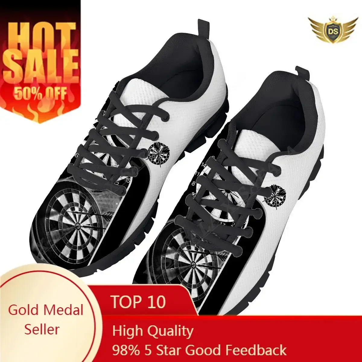 Love Gift  Darts Player Print Men's Casual Basic Daily Shoes Breathable Lightweiht Mesh Lace Up Sneakers Men Woman Sport Shoes-8