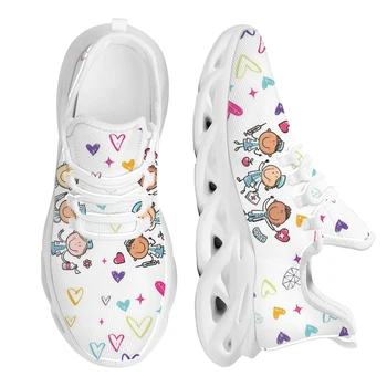 Instantarts 여성용 만화 의사 간호사 신발, 여성 플랫 슈즈, 러닝 스니커즈, 가벼운 메쉬, 여성 신발, chaussure femme