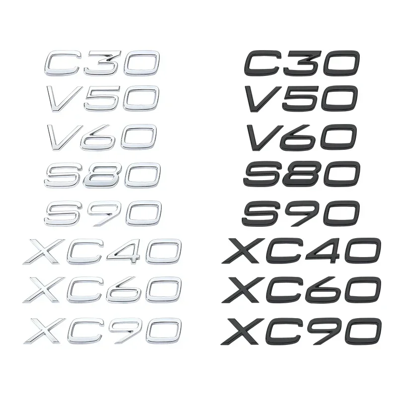 3D ABS 후면 트렁크 글자 로고 엠블럼 배지 스티커, 볼보 C30 V40 V60 V90 S40 S60 S80 S90 S80 XC40 XC60 XC90 액세서리