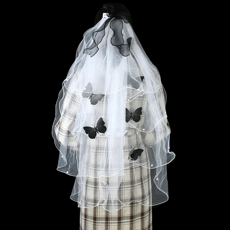 1piece LED Luminous Headdress Wedding Theme Party Gift Bride Hair Decoration Multi-layer Butterfly Veil Sendai DIY Photo Props