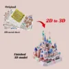 IRON STAR 3D Metal Puzzle Pink Dream Castle With Light DIY Assembly Model kits Toy For Adults Children Gift for Girlfriend 2